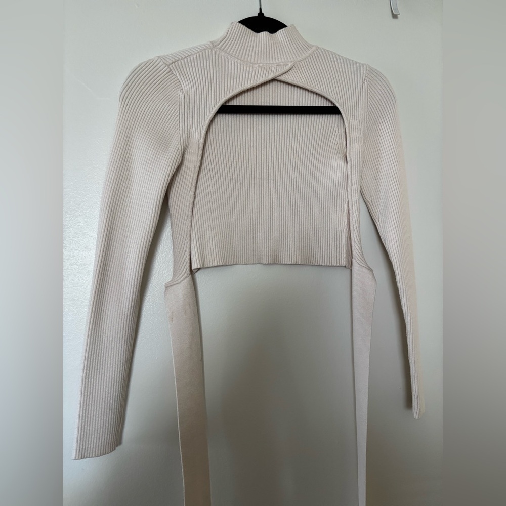 Zara Cream Ribbed Sweater - Picture 3 of 4